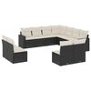 vidaXL 11 r&eacute;szes fekete polyrattan kerti &uuml;lőgarnit&uacute;ra p&aacute;rn&aacute;kkal