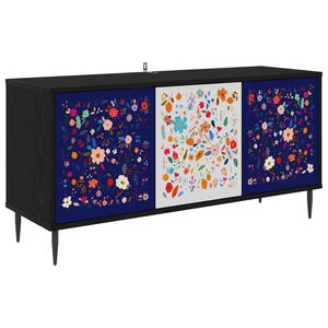 vidaXL TV szekr&eacute;ny MAINZ 102 x 33 x 51 cm Fekete T&ouml;lgy Szerelt Fa