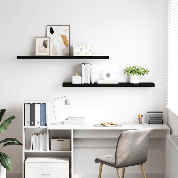 vidaXL 2 db fekete MDF lebegő fali polc 120 x 23,5 x 3,8 cm