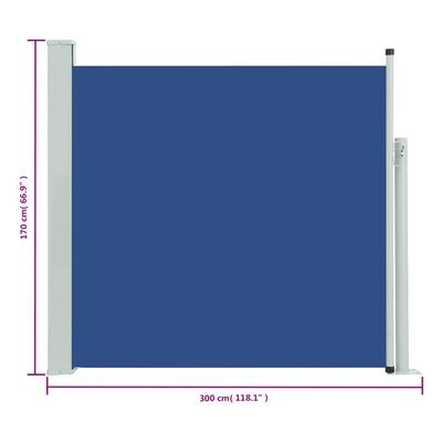 vidaXL kék kihúzható oldalsó terasznapellenző 170 x 300 cm