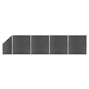 vidaXL fekete WPC ker&iacute;t&eacute;spanelszett 792 x (105-186) cm
