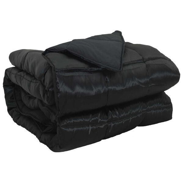 vidaXL Teljes &eacute;ves takar&oacute; Fekete 200 x 240 cm Satin &eacute;s Mikrosz&aacute;las