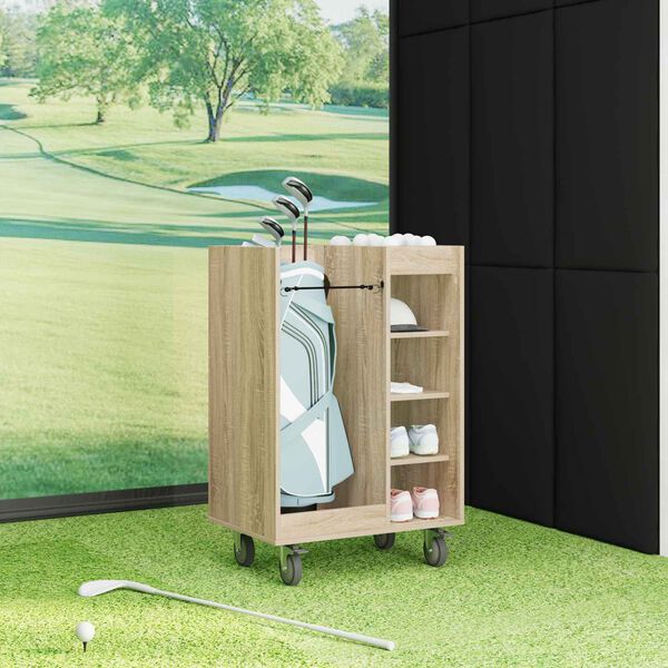 vidaXL Golf Szekr&eacute;ny ker&eacute;kkel Egysz&iacute;nű Sonoma t&ouml;lgy 65 x 45 x 98 cm