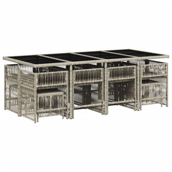 vidaXL 13 r&eacute;szes sz&uuml;rke polyrattan kerti &eacute;tkezőgarnit&uacute;ra p&aacute;rn&aacute;kkal