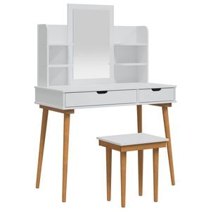 vidaXL Sminkasztal K&eacute;szlet FAUSKE 5 pcs Feh&eacute;r 100 x 50 x 143 cm