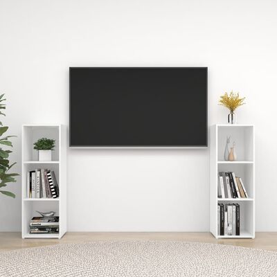vidaXL 2 db magasfényű fehér forgácslap TV-szekrény 107 x 35 x 37 cm