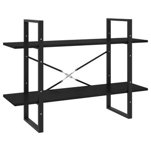 vidaXL 2-szintes fekete tömör fenyőfa könyvszekrény 100 x 30 x 70 cm