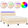 vidaXL kr&eacute;msz&iacute;nű sz&ouml;vet rug&oacute;s &eacute;s LED-es &aacute;gy matraccal 140x200 cm