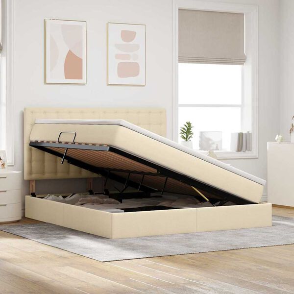 vidaXL &Aacute;gy t&aacute;rol&oacute;val &eacute;s matraccal Kr&eacute;m 180 x 200 cm Poli&eacute;szter