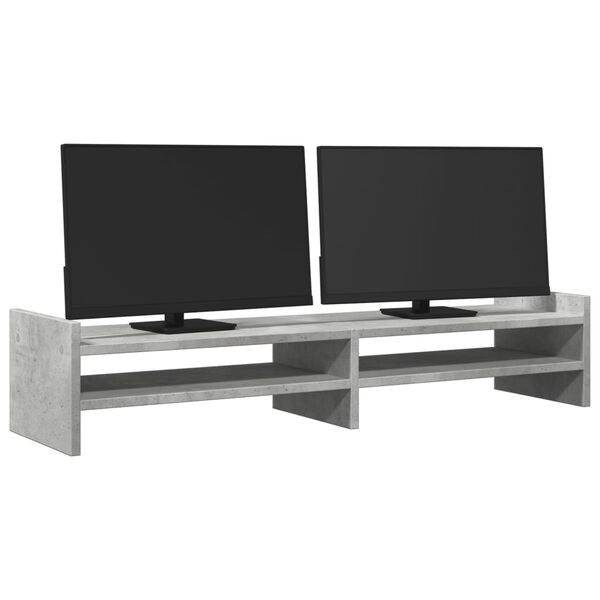 vidaXL betonsz&uuml;rke szerelt fa monitor&aacute;llv&aacute;ny 100 x 27 x 20 cm