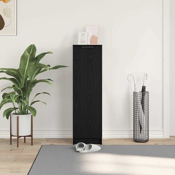 vidaXL Cipőszekr&eacute;ny polcokkal Fekete t&ouml;lgy 29,5 x 35 x 101 cm Faanyag