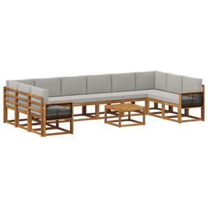 vidaXL K&uuml;lt&eacute;ri kanap&eacute; szett 11 pcs Term&eacute;szetes &eacute;s Vil&aacute;gossz&uuml;rke