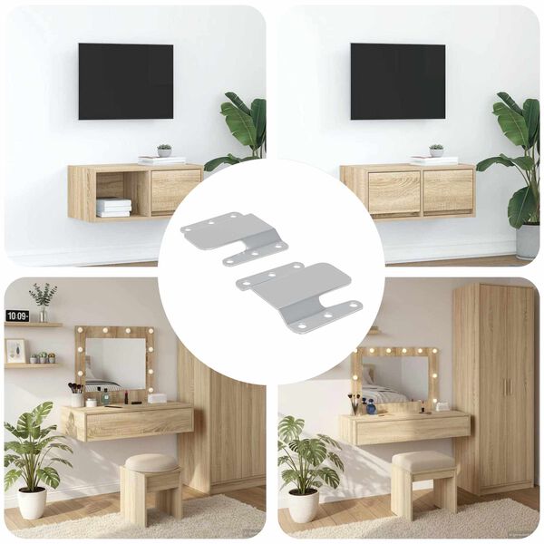 vidaXL Flush szerelv&eacute;ny tart&oacute; 2 pcs Ez&uuml;st 75 x 66 x 1,4 mm Ac&eacute;l