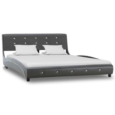vidaXL szürke műbőr ágy matraccal 140 x 200 cm
