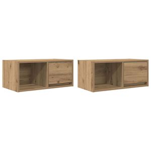 vidaXL 2 db k&eacute;zműves t&ouml;lgy szerelt fa TV-szekr&eacute;ny 60x31x25,5 cm