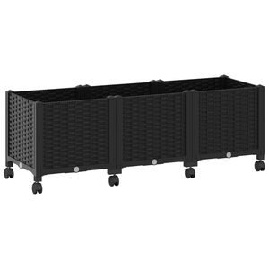 vidaXL Kerekes Kerti &Uuml;ltető Fekete 120 x 40 x 44 cm PP