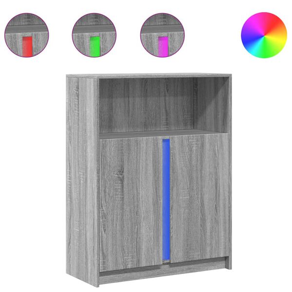 vidaXL sz&uuml;rke sonoma szerelt fa t&aacute;lal&oacute;szekr&eacute;ny LED-del 77x34x100 cm