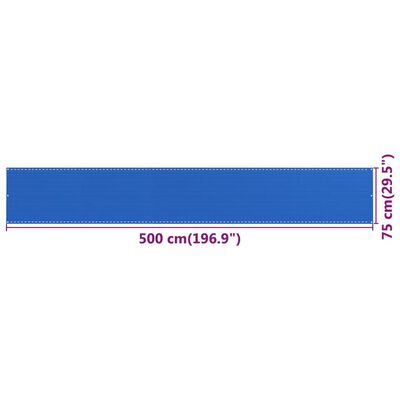 vidaXL kék HDPE erkélytakaró 75 x 500 cm
