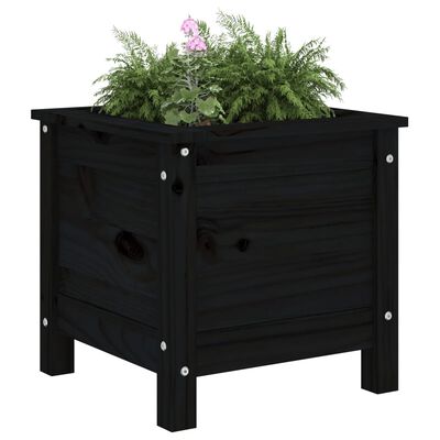 vidaXL fekete tömör fenyő kerti növénytartó 40x40x39 cm
