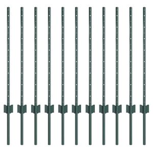 vidaXL Be&aacute;gyazott ker&iacute;t&eacute;soszlop 11 db Z&ouml;ld 120 cm Porsz&oacute;rt ac&eacute;l