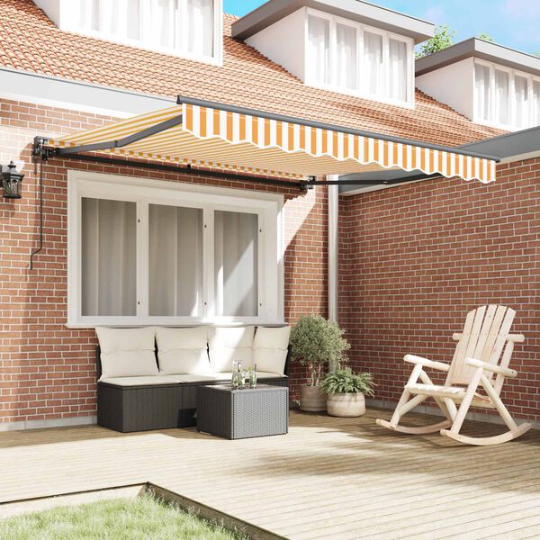 vidaXL Beh&uacute;zhat&oacute; napellenző S&aacute;rga &eacute;s Feh&eacute;r 300 x 250 cm