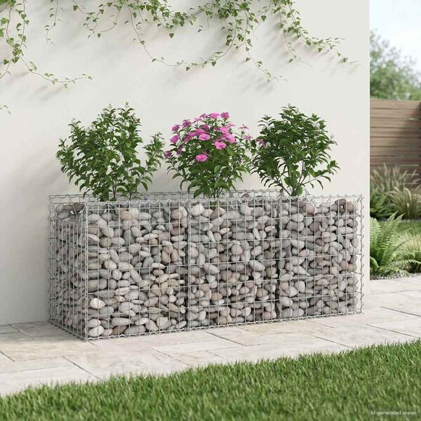 vidaXL Gabion emelt &aacute;gy Ez&uuml;st 150 x 50 x 60 cm Horganyzott ac&eacute;l