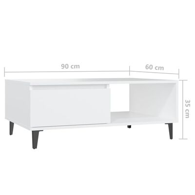 vidaXL fehér forgácslap dohányzóasztal 90 x 60 x 35 cm
