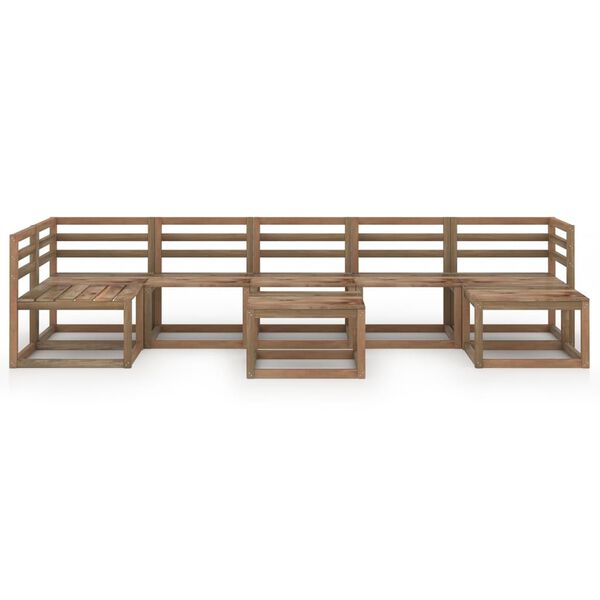 vidaXL 8 r&eacute;szes barna impregn&aacute;lt fenyőfa kerti &uuml;lőgarnit&uacute;ra