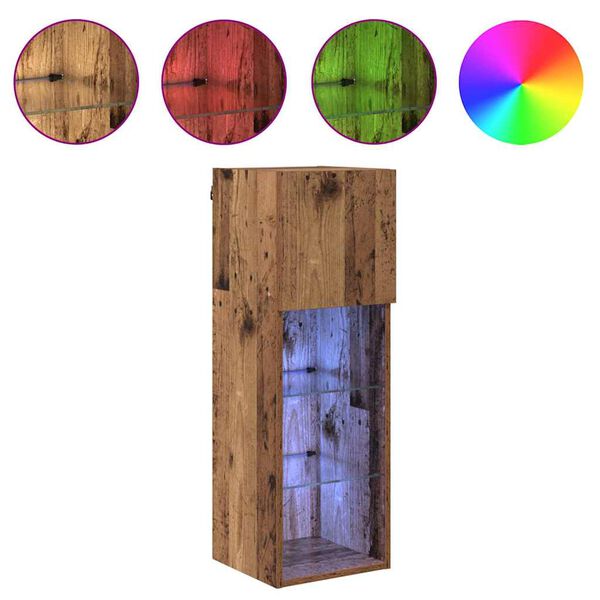 vidaXL Fali TV szekr&eacute;nyek 2 pcs &Ouml;reg fa 30,5 x 30 x 90 cm Faanyag