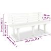 vidaXL fehér műanyag kerti pad 145,5 cm