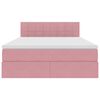 vidaXL Ágy tárolóval és LED lámpával Rózsaszín 140 x 190 cm Bársony