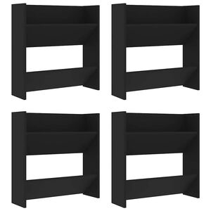 vidaXL 4 db fekete szerelt fa fali cipősszekr&eacute;ny 60 x 18 x 60 cm