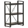vidaXL 3 szintes fekete t&ouml;m&ouml;r mang&oacute;fa k&ouml;nyvespolc 60 x 30 x 80 cm