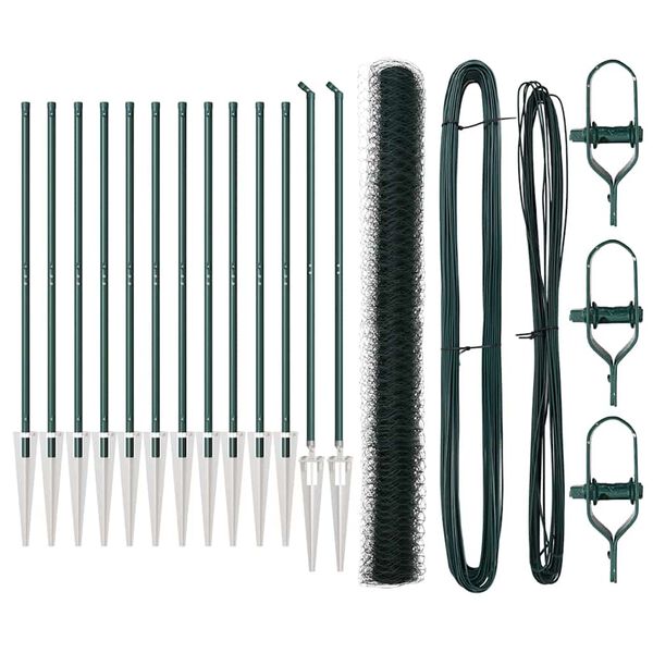 vidaXL Ker&iacute;t&eacute;soszlop Z&ouml;ld 25 x 1,5 m (50 mm h&aacute;l&oacute;) Ac&eacute;l