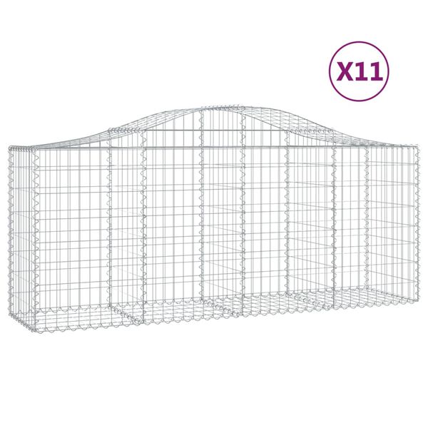 vidaXL 11 db íves horganyzott vas gabion kosár 200x50x80/100 cm