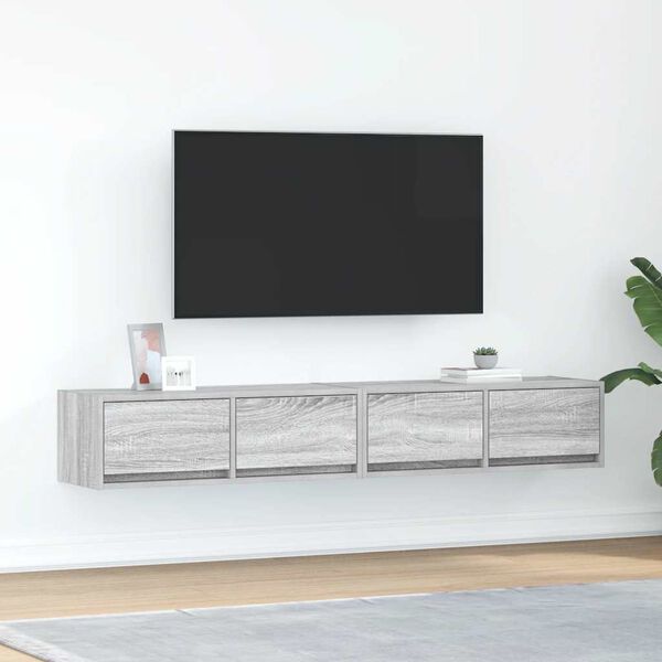 vidaXL 2 db szürke sonoma szerelt fa fali TV-szekrény 80x31x25,5 cm