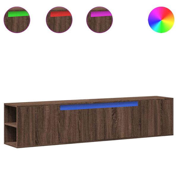 vidaXL barna t&ouml;lgy sz&iacute;nű fali TV-szekr&eacute;ny LED-del 180 x 31 x 39,5 cm
