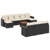 vidaXL 11 r&eacute;szes fekete polyrattan kerti &uuml;lőgarnit&uacute;ra p&aacute;rn&aacute;kkal