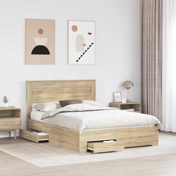 vidaXL &Aacute;gykeret fejt&aacute;ml&aacute;val fi&oacute;kkal Sonoma t&ouml;lgy 140 x 190 cm Faanyag