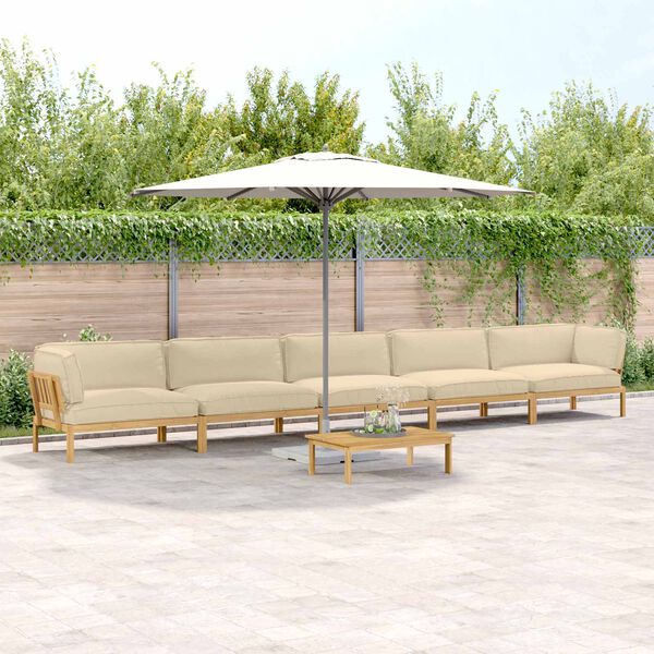 vidaXL Kanap&eacute; Szett p&aacute;rn&aacute;val Egysz&iacute;nű 6 pcs B&eacute;zs T&ouml;m&ouml;r Ak&aacute;cfa