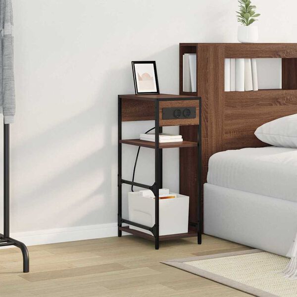 vidaXL &Eacute;jjeliszekr&eacute;ny Barna T&ouml;lgy 40 x 27 x 76 cm Faanyag