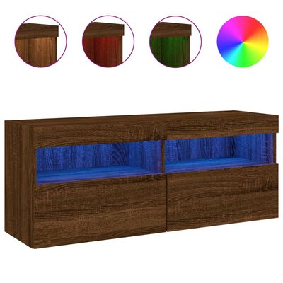 vidaXL barna tölgyszínű fali TV-szekrény LED-del 100x30x40 cm