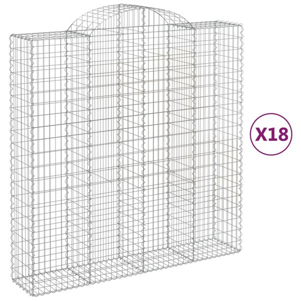 vidaXL 18 db &iacute;ves horganyzott vas gabion kos&aacute;r 200x50x200/220 cm
