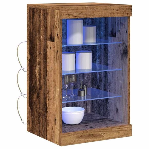 vidaXL Széf LED -es lámpákkal Régi fa 41 x 37 x 67 cm Faanyag