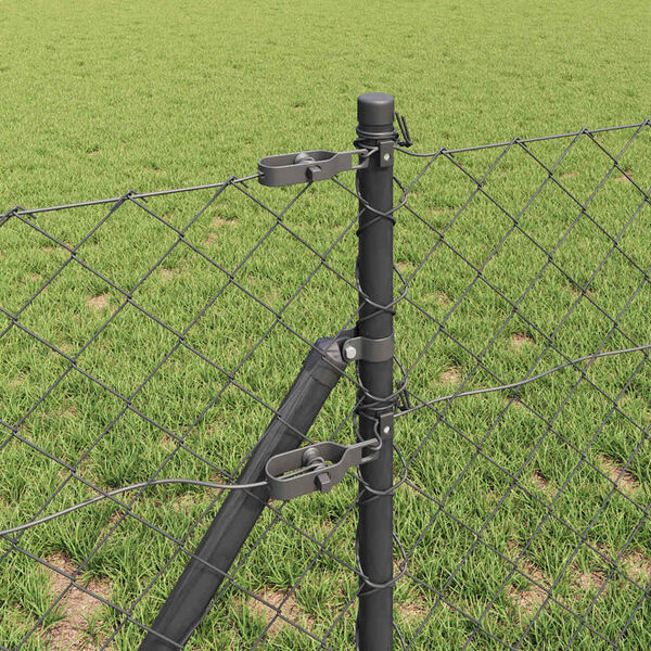 vidaXL Ker&iacute;t&eacute;soszlop Sz&uuml;rke 10 x 0,8 m (60 x 60 mm h&aacute;l&oacute;) Ac&eacute;l &eacute;s PVC