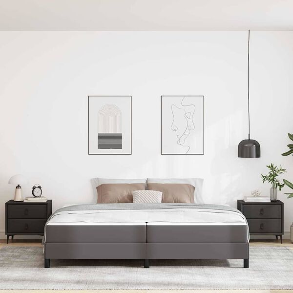 vidaXL Ágykeret matracmal Szürke 200 x 200 cm szövet