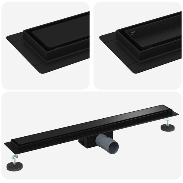 vidaXL 2 az 1-ben zuhanylefoly&oacute; Fekete 80 cm Rozsdamentes ac&eacute;l 304