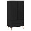 vidaXL Ruh&aacute;sszekr&eacute;ny MOLDE Fekete 90 x 55 x 175 cm T&ouml;m&ouml;r Fenyőfa