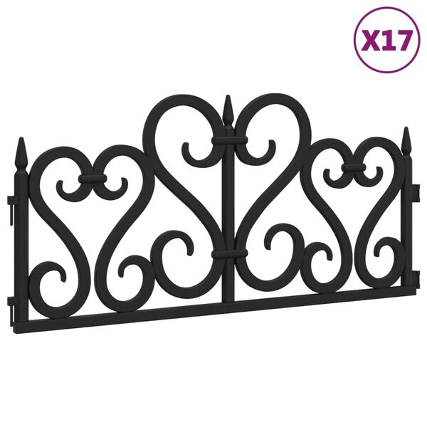 vidaXL 17 db fekete polipropil&eacute;n gyepszeg&eacute;ly 10 m