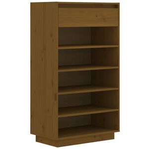 vidaXL m&eacute;zbarna t&ouml;m&ouml;r fenyőfa cipősszekr&eacute;ny 60 x 34 x 105 cm